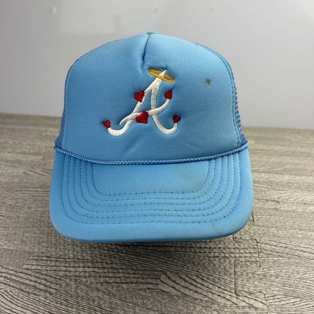 Vintage 90s Los Angelous Angels Trucker Hat Cap Snap Back Adjustable Blue MLB